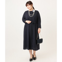 26年冬新作【大きいサイズ】フロントプリーツワンピース