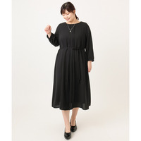 26年冬新作【大きいサイズ】フロントプリーツワンピース