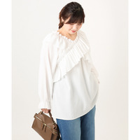 26年冬新作【大きいサイズ】2WAYフリルギャザーブラウス