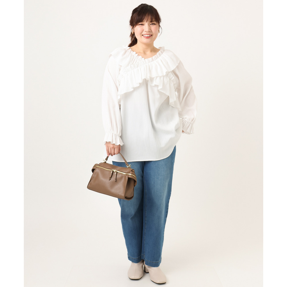 26年冬新作【大きいサイズ】2WAYフリルギャザーブラウス13