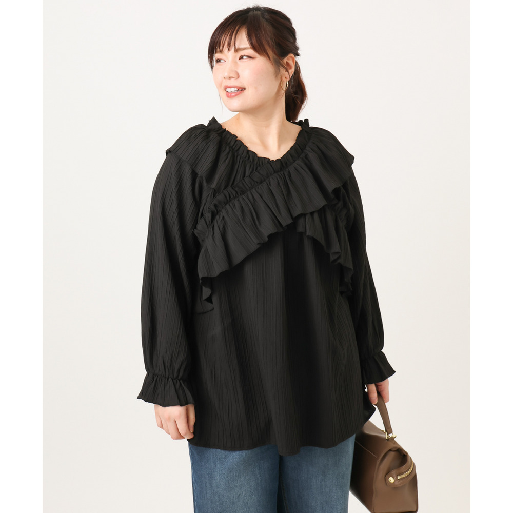 26年冬新作【大きいサイズ】2WAYフリルギャザーブラウス14