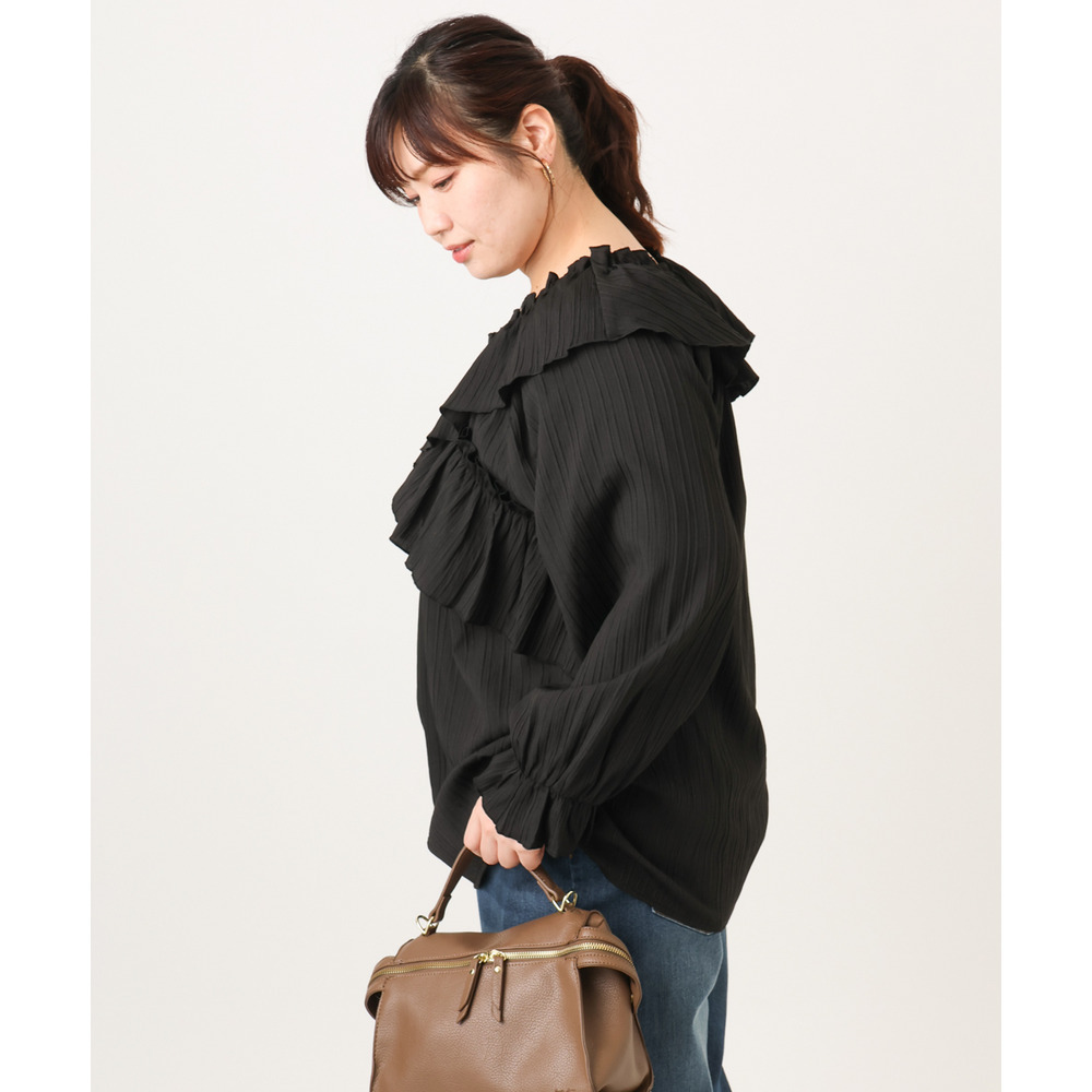 26年冬新作【大きいサイズ】2WAYフリルギャザーブラウス15
