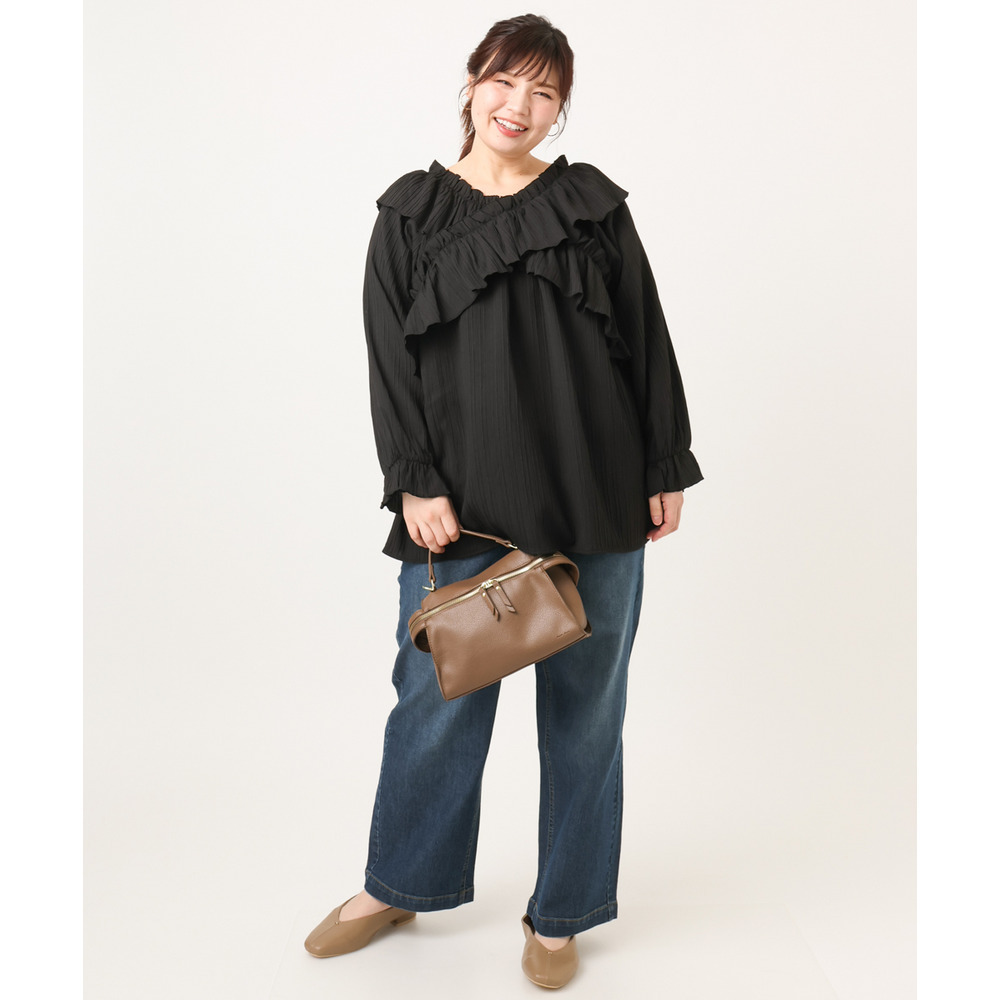 26年冬新作【大きいサイズ】2WAYフリルギャザーブラウス18