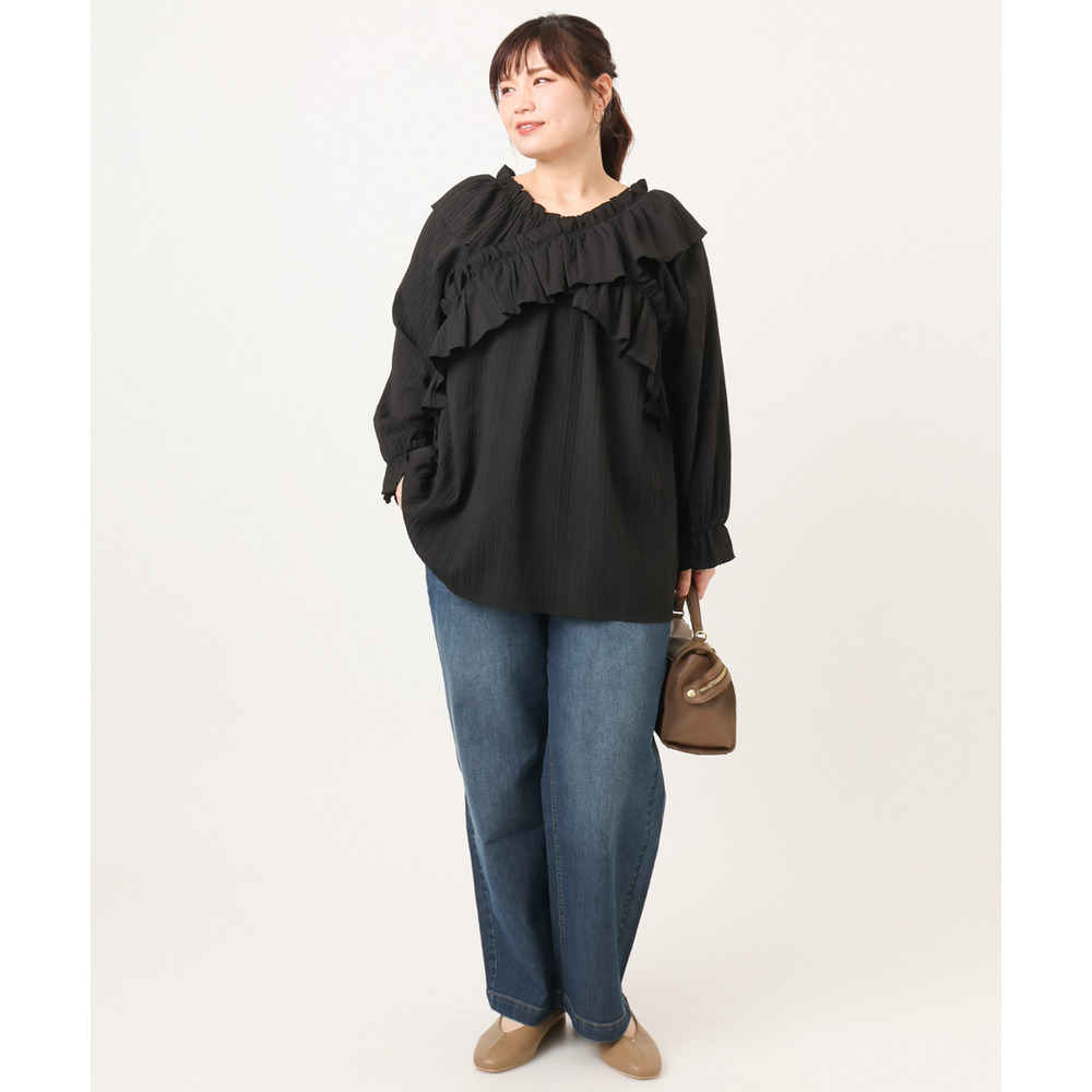 26年冬新作【大きいサイズ】2WAYフリルギャザーブラウス19