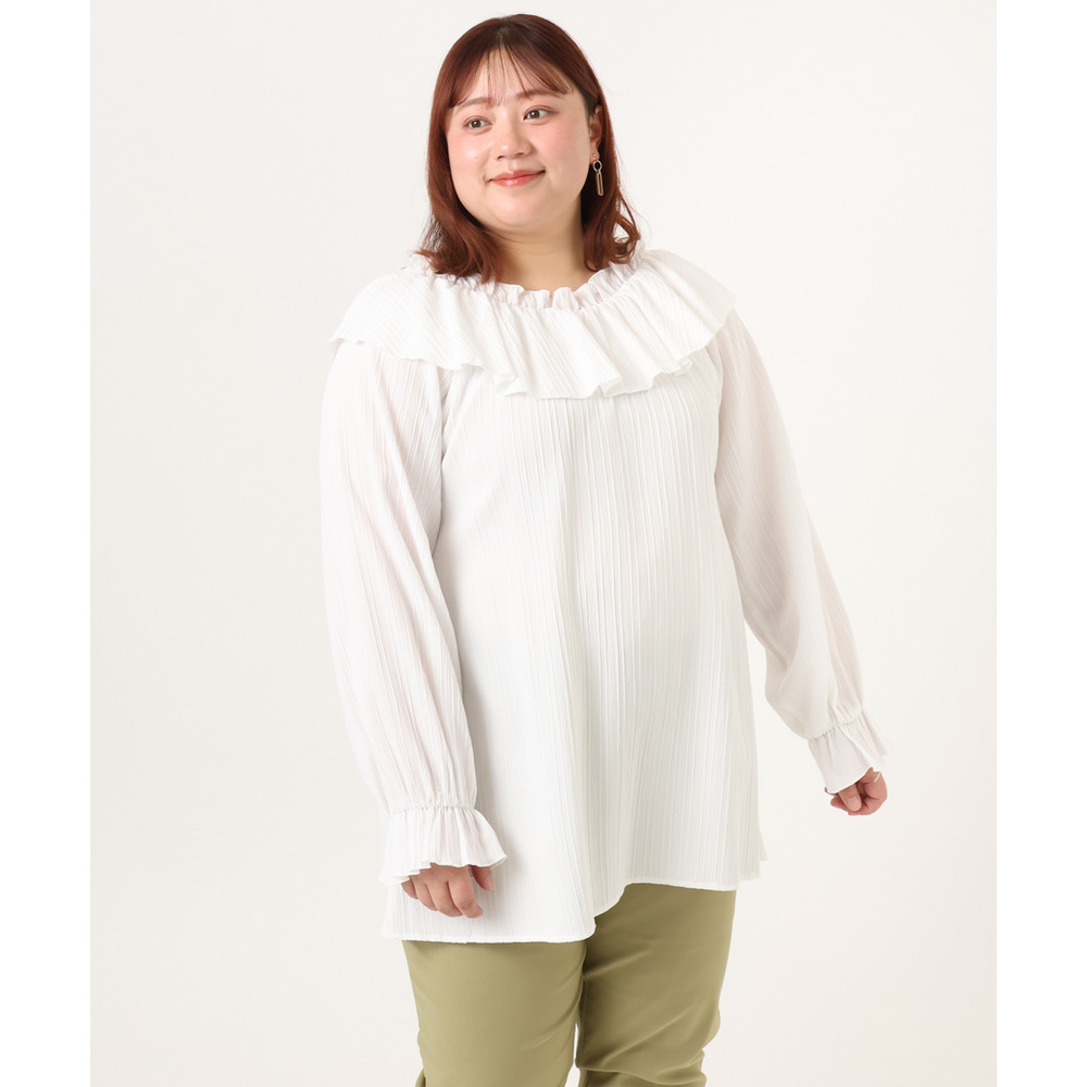 26年冬新作【大きいサイズ】2WAYフリルギャザーブラウス21