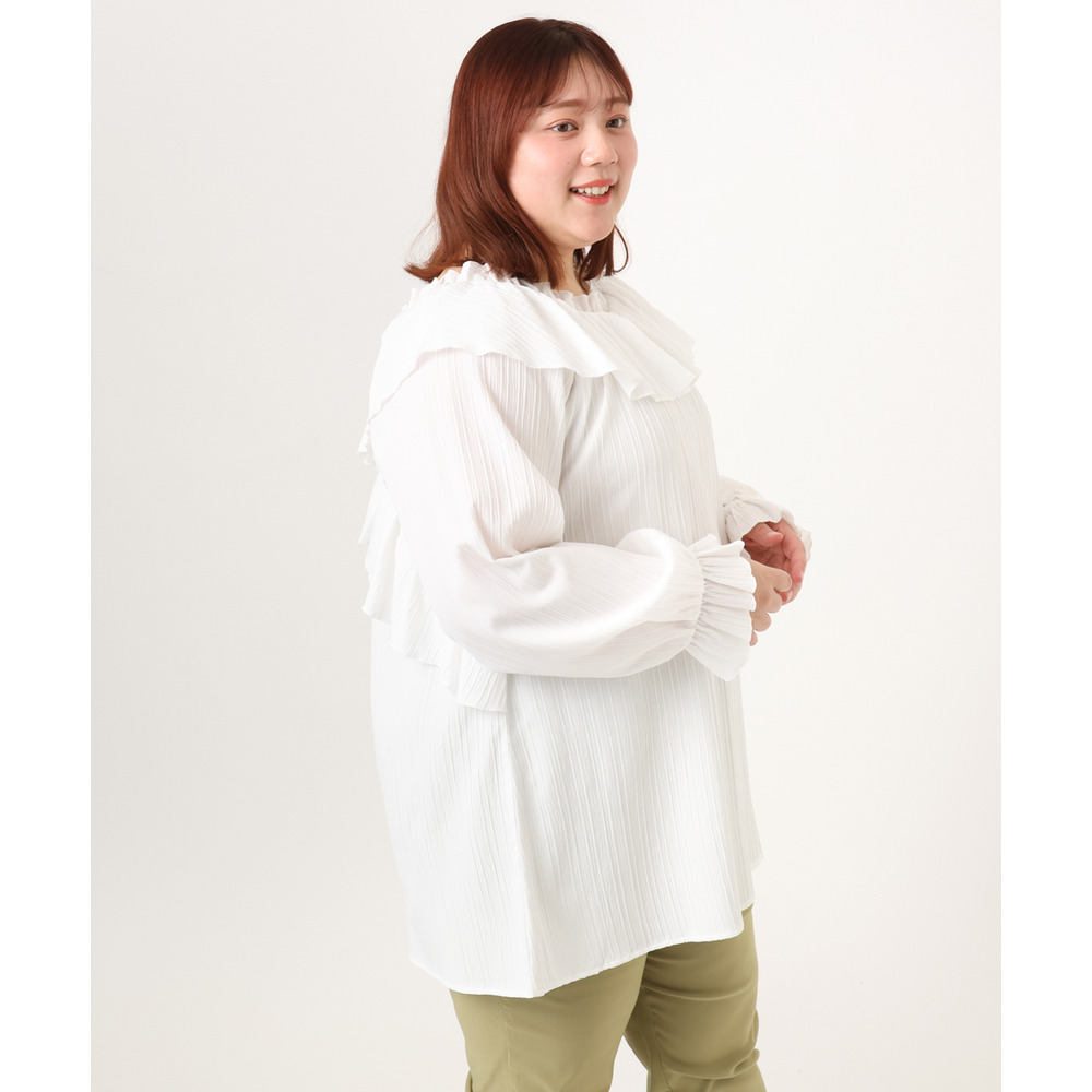 26年冬新作【大きいサイズ】2WAYフリルギャザーブラウス22