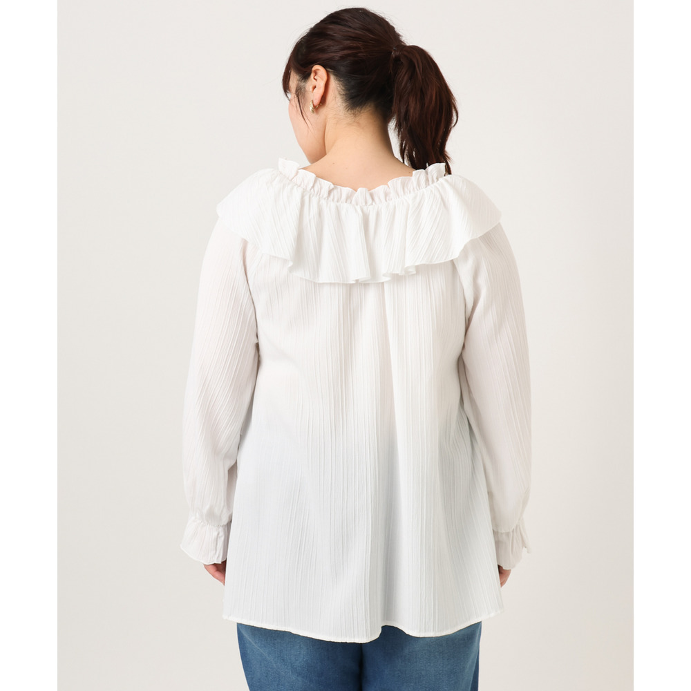 26年冬新作【大きいサイズ】2WAYフリルギャザーブラウス4