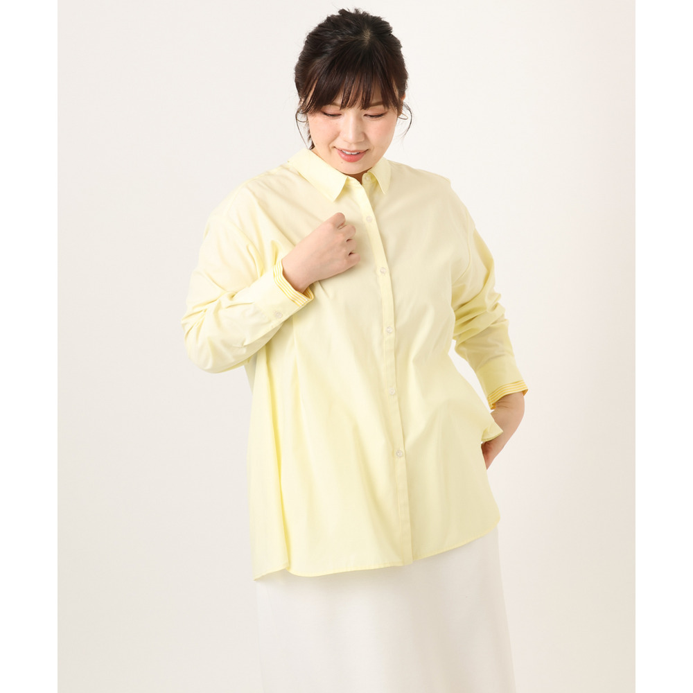 26年春新作【大きいサイズ】レイヤード風ドロップショルダーシャツ1