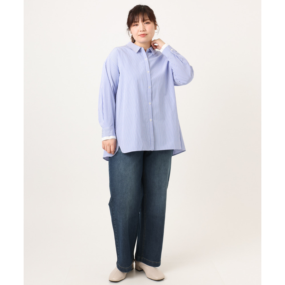 26年春新作【大きいサイズ】レイヤード風ドロップショルダーシャツ18