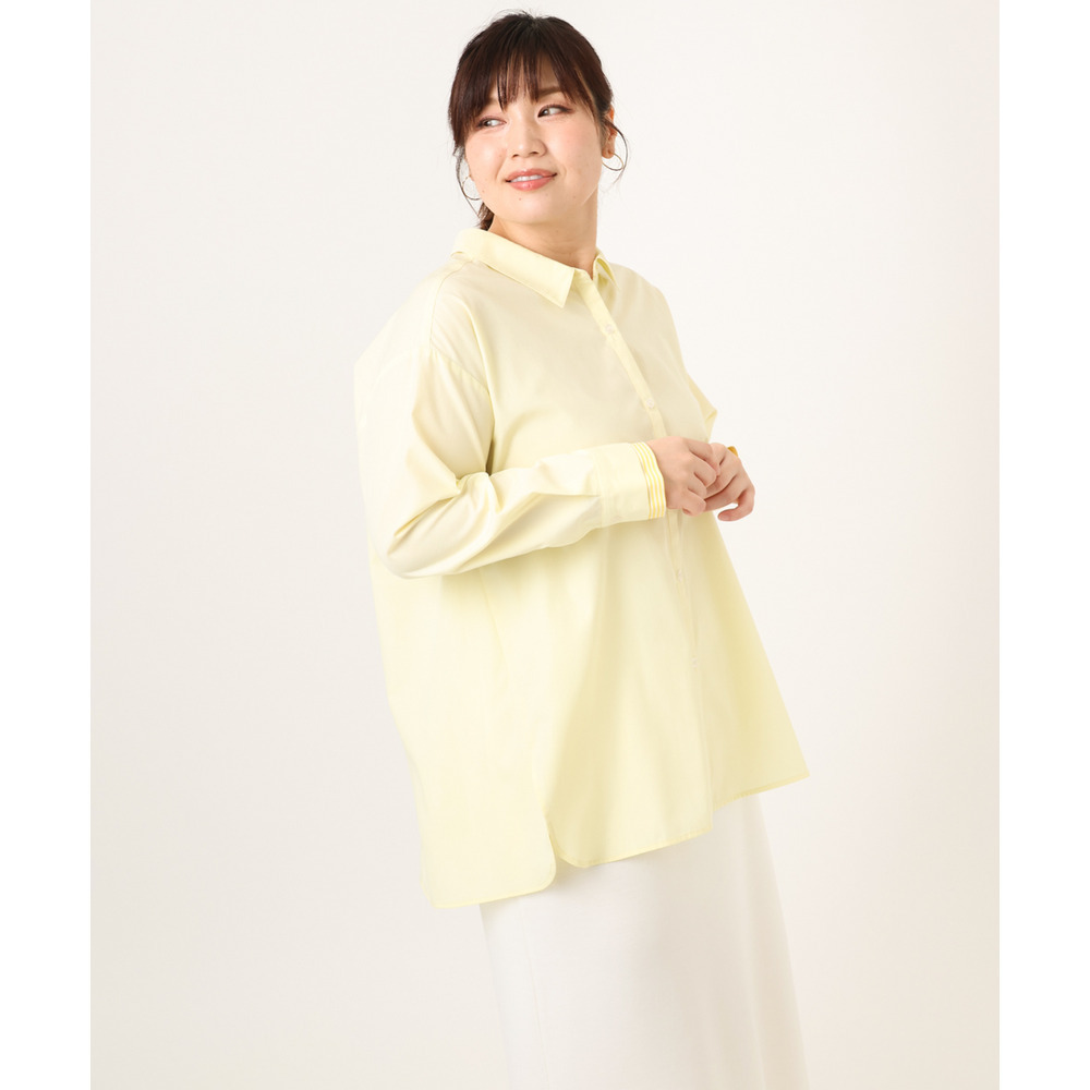 26年春新作【大きいサイズ】レイヤード風ドロップショルダーシャツ2