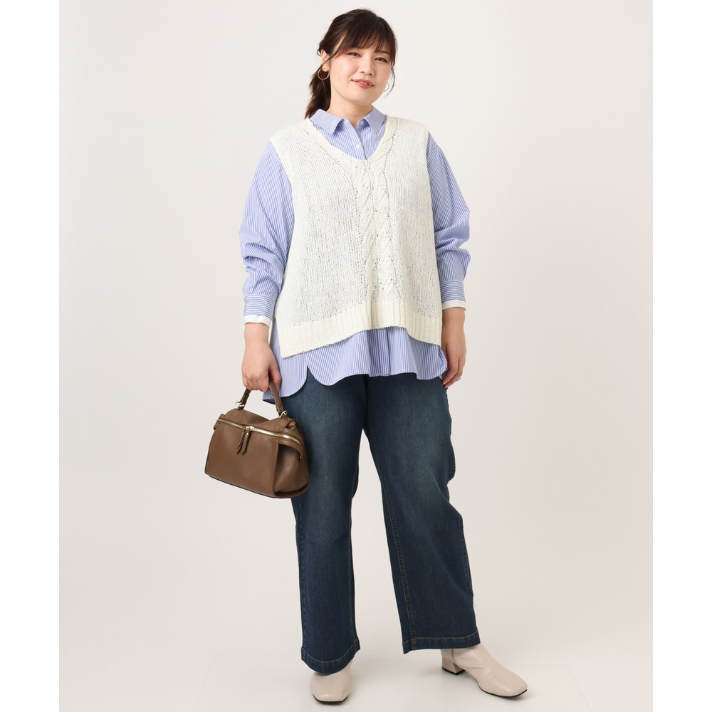 26年春新作【大きいサイズ】レイヤード風ドロップショルダーシャツ21