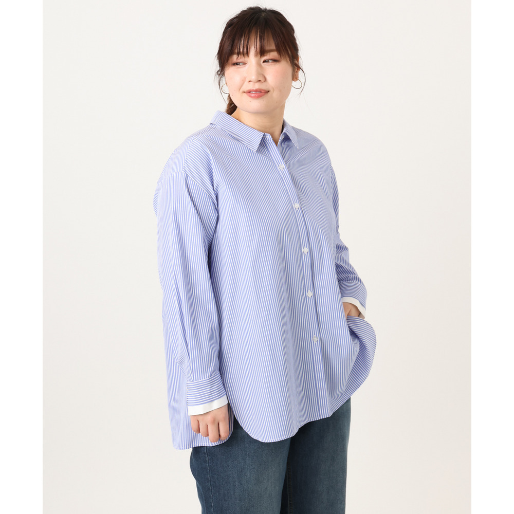 26年春新作【大きいサイズ】レイヤード風ドロップショルダーシャツ9