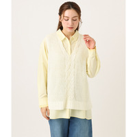 26年春新作【大きいサイズ】テープヤーンニットベスト