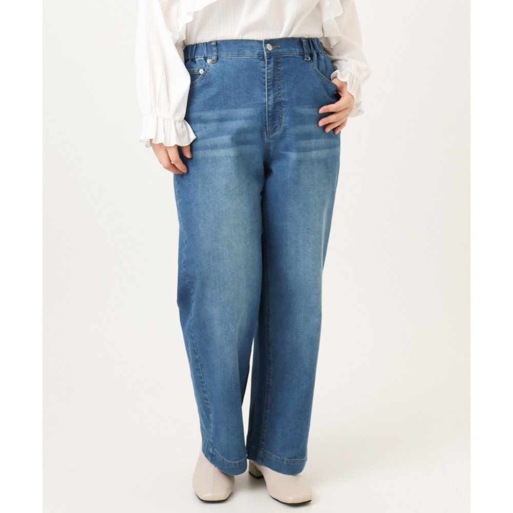 26年春新作【大きいサイズ】ワイドストレートデニム