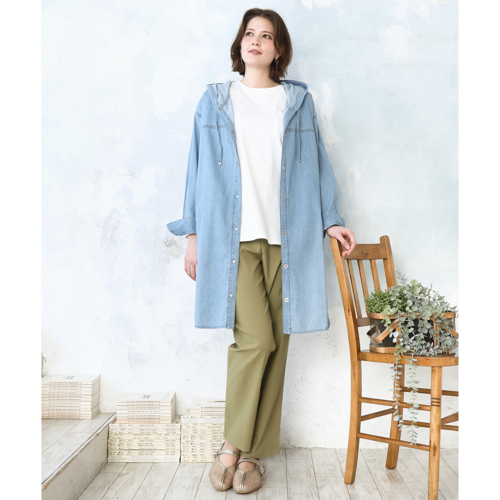 26年春新作【大きいサイズ】さらさらストレッチストレートパンツ1