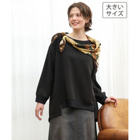 26年秋新作【大きいサイズ】袖リブイレヘムカットソー