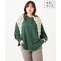 26年秋新作【大きいサイズ】コーデュロイフレアシルエットブラウス