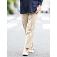 【大きいサイズ/洗える】脚長見えストレッチストレートパンツ