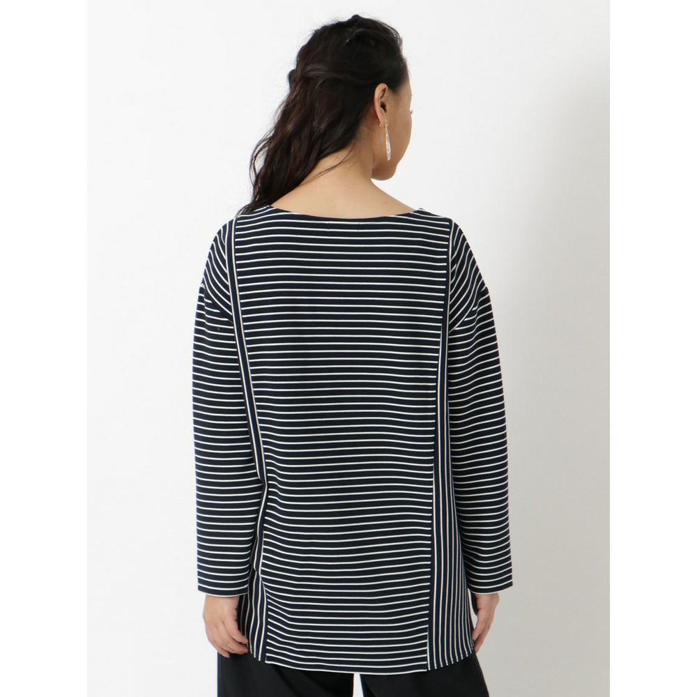 【L-4L】【大きいサイズ】ボーダー切り替えプルオーバー2