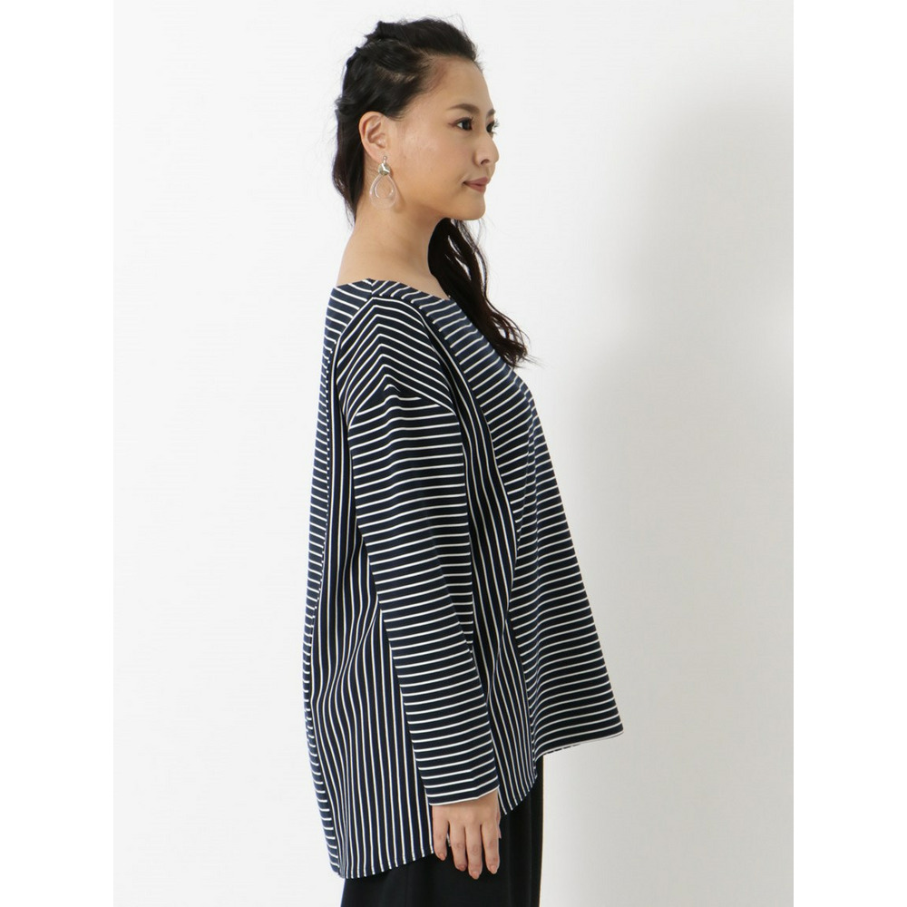 【L-4L】【大きいサイズ】ボーダー切り替えプルオーバー3