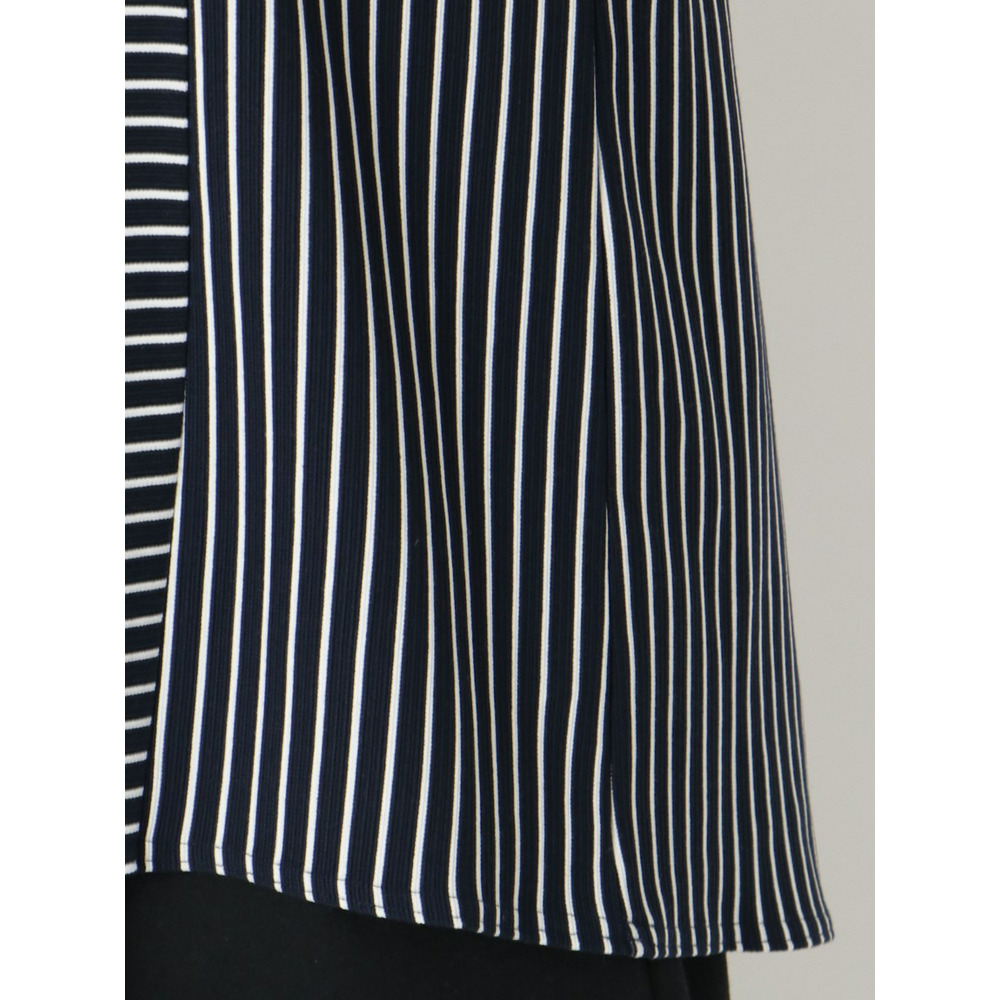 【L-4L】【大きいサイズ】ボーダー切り替えプルオーバー6