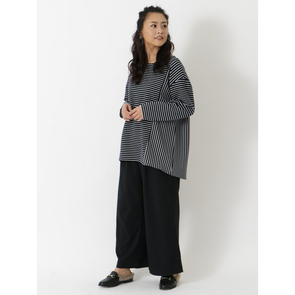 【L-4L】【大きいサイズ】ボーダー切り替えプルオーバー7