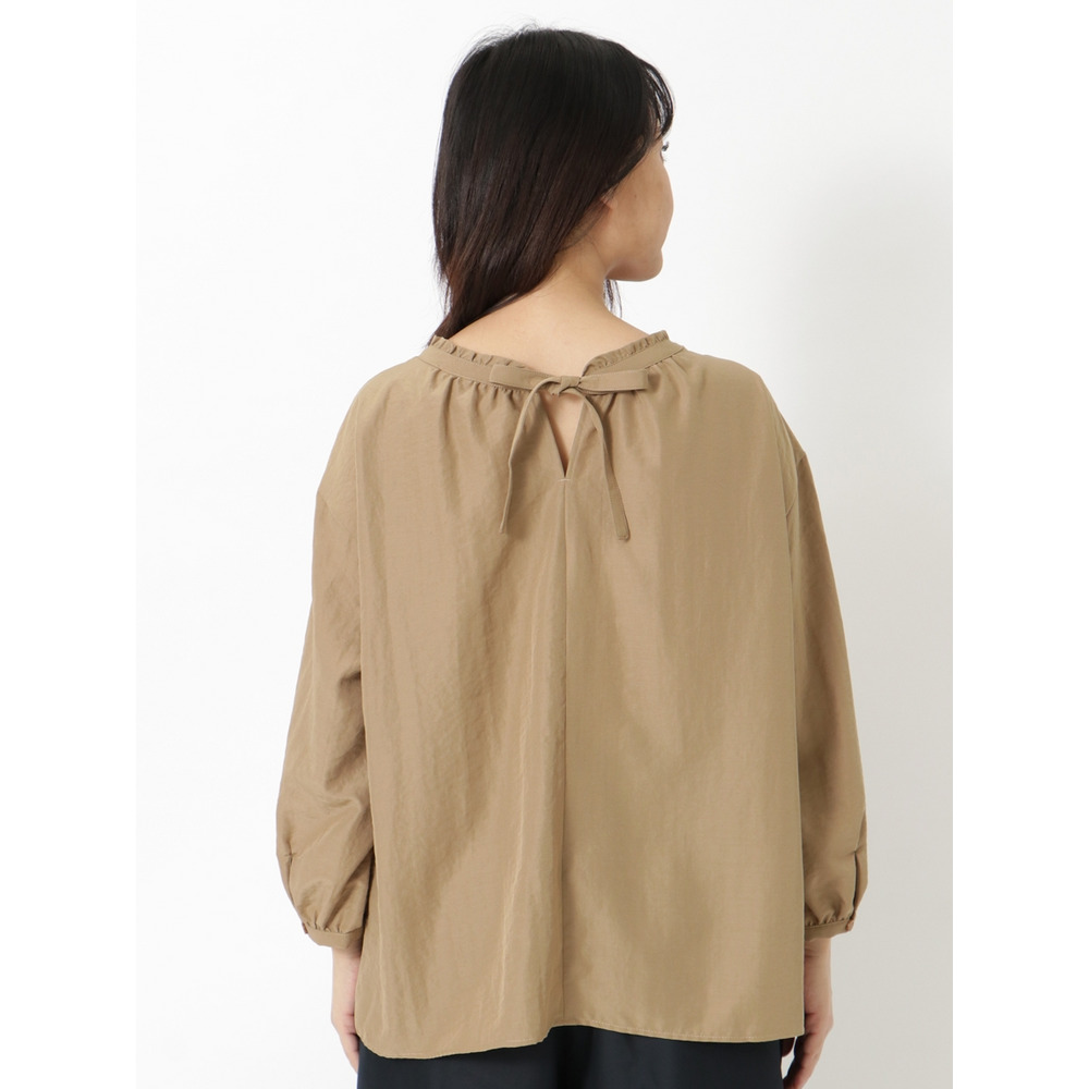 【L-4L】【大きいサイズ】ネックフリルプリントブラウス2