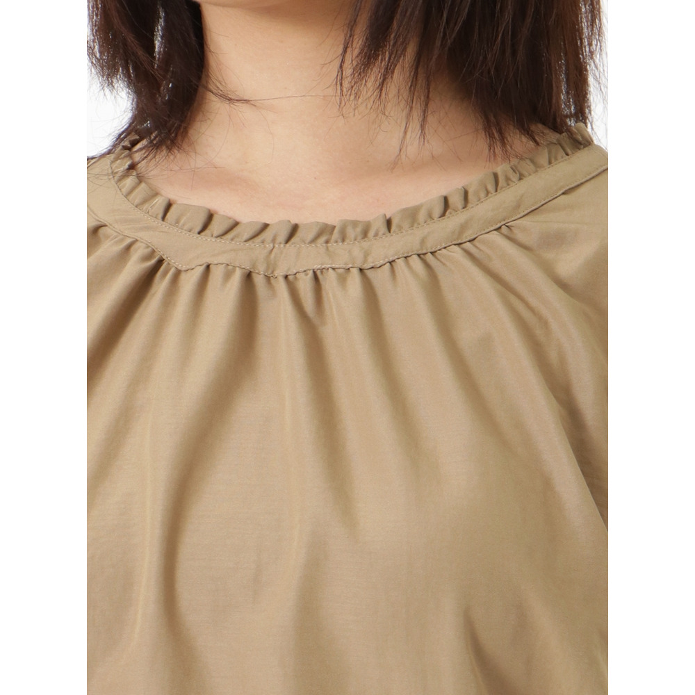 【L-4L】【大きいサイズ】ネックフリルプリントブラウス4