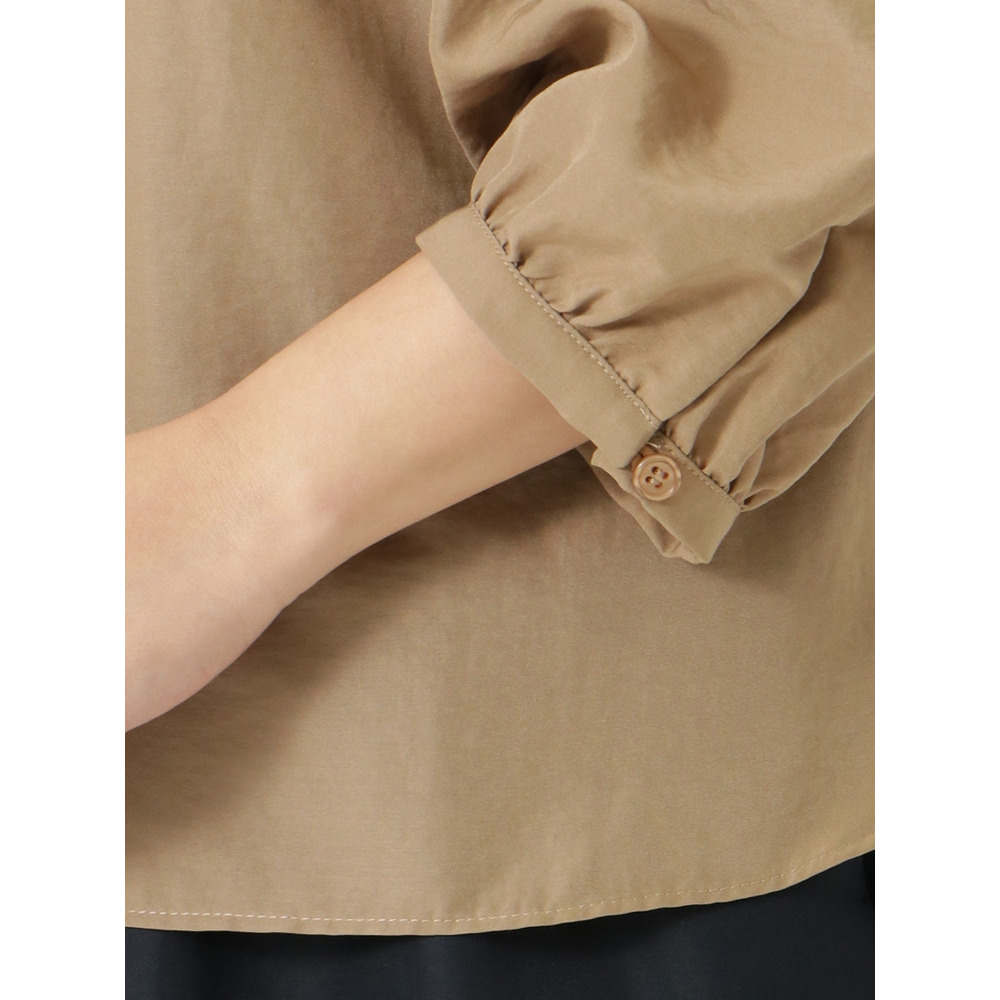 【L-4L】【大きいサイズ】ネックフリルプリントブラウス5