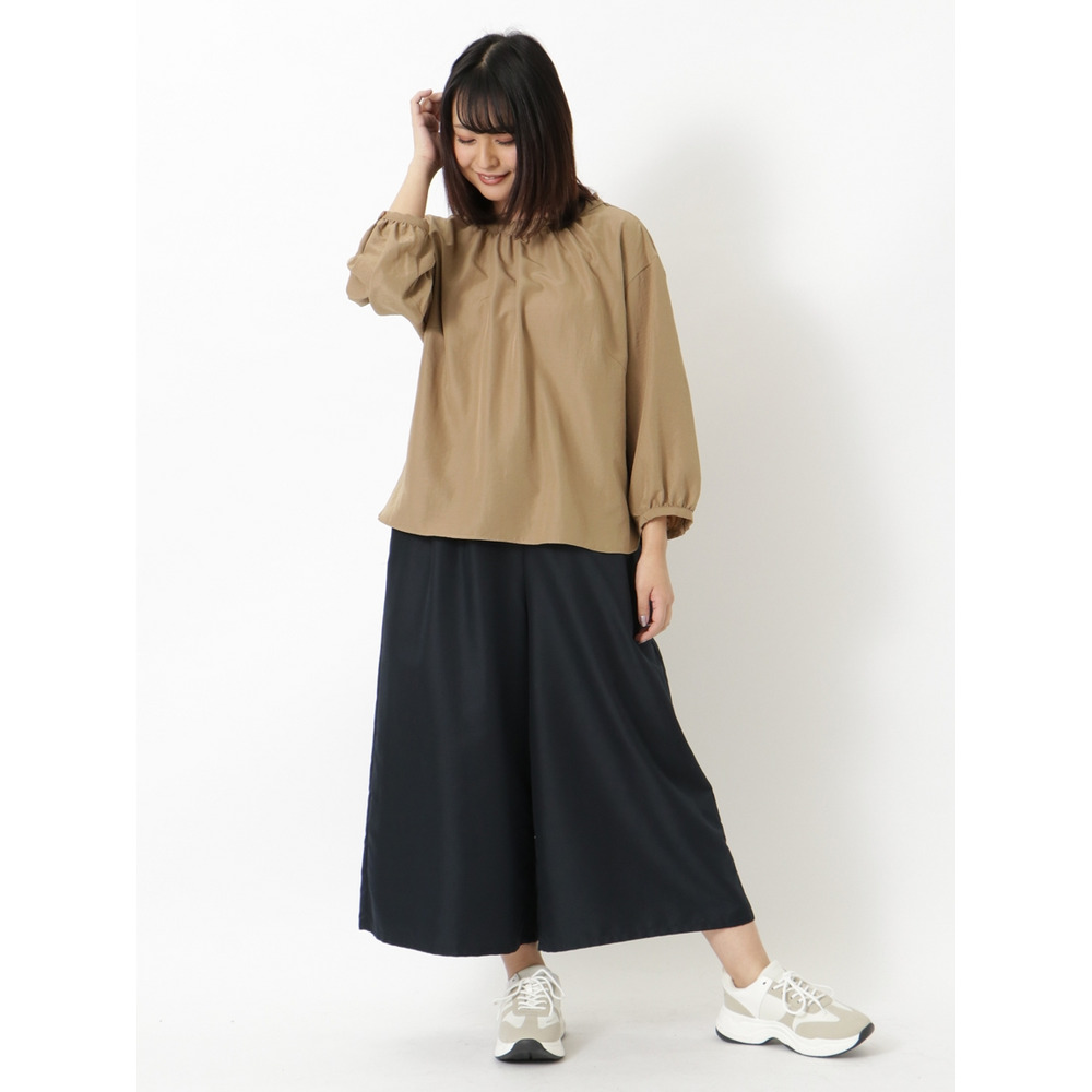 【L-4L】【大きいサイズ】ネックフリルプリントブラウス8