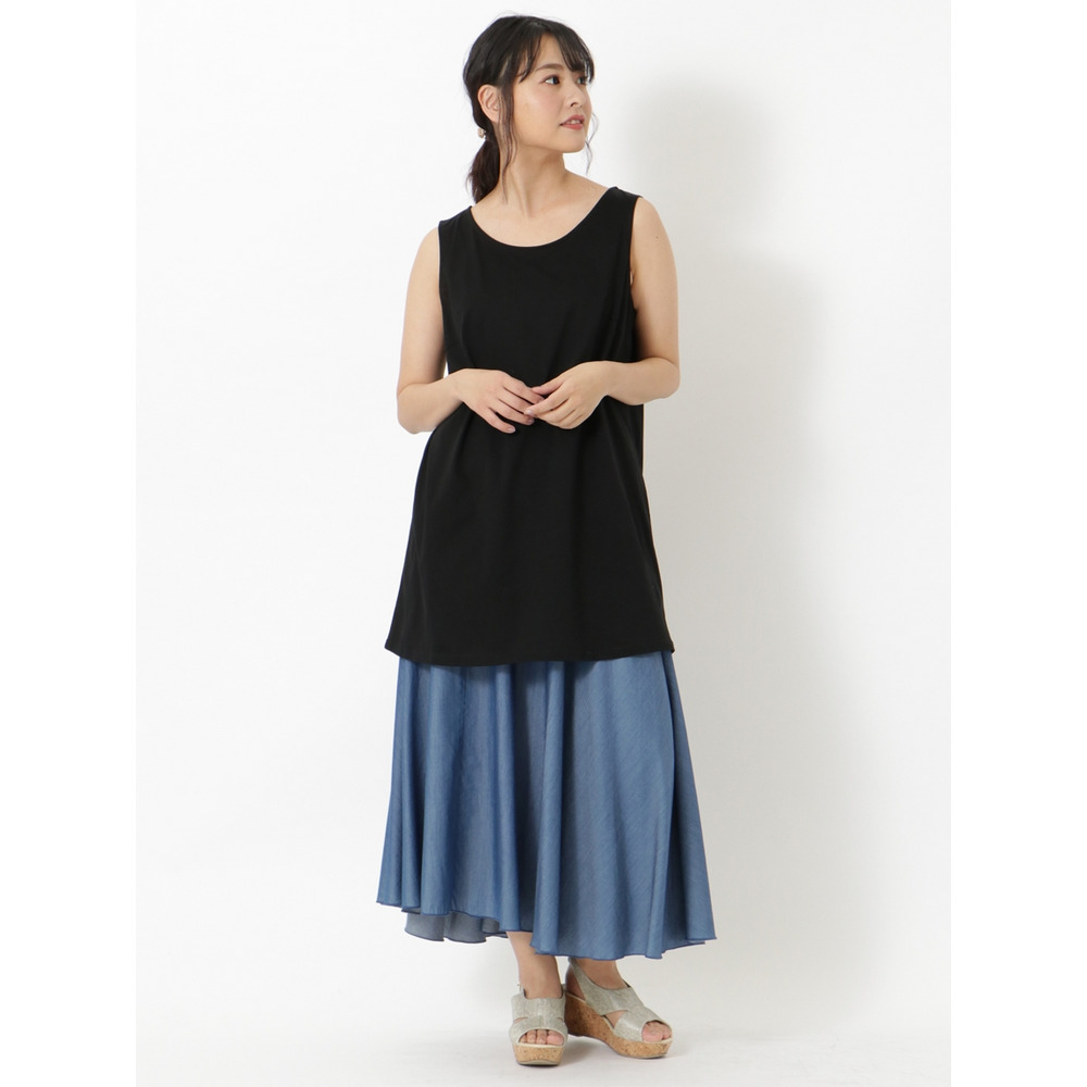 【L-4L】【大きいサイズ】大人カジュアルに仕上げたチュニック丈タンクトップ7