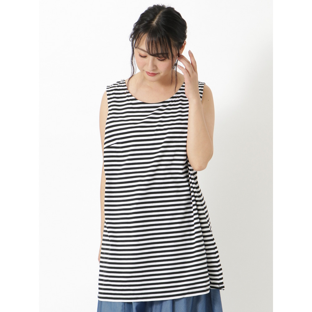 【L-4L】【大きいサイズ】大人カジュアルに仕上げたチュニック丈タンクトップ1