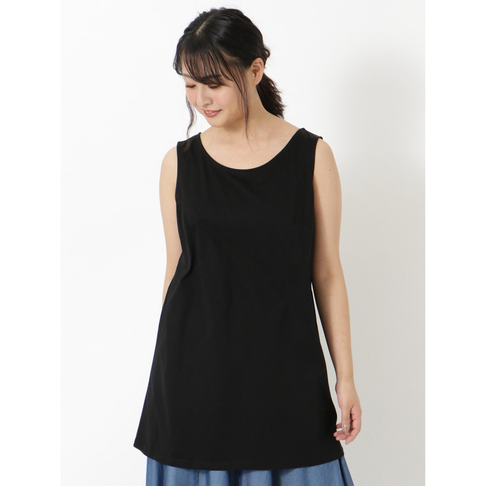 【L-4L】【大きいサイズ】大人カジュアルに仕上げたチュニック丈タンクトップ1