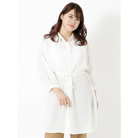 【L-4L】【大きいサイズ】ハオリにもなる！麻タッチシャツチュニック