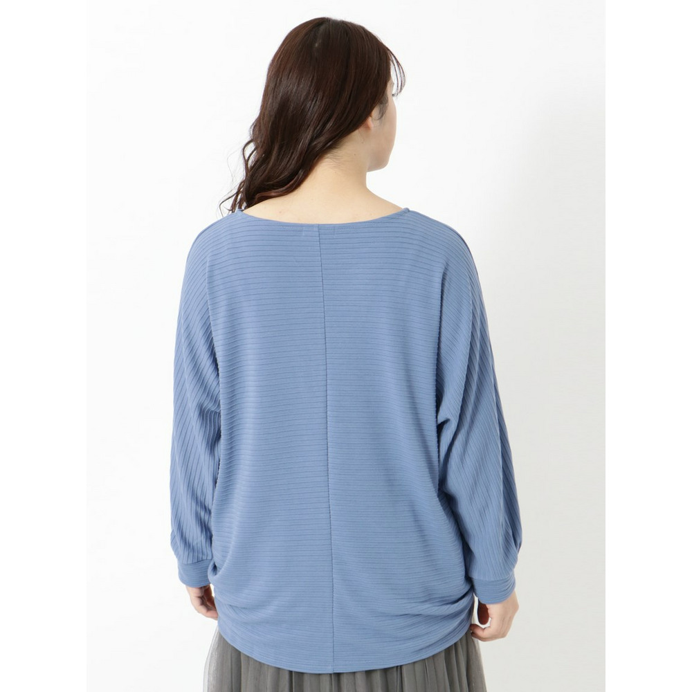 【L-4L】【大きいサイズ】ボーダードルマンカットソー2