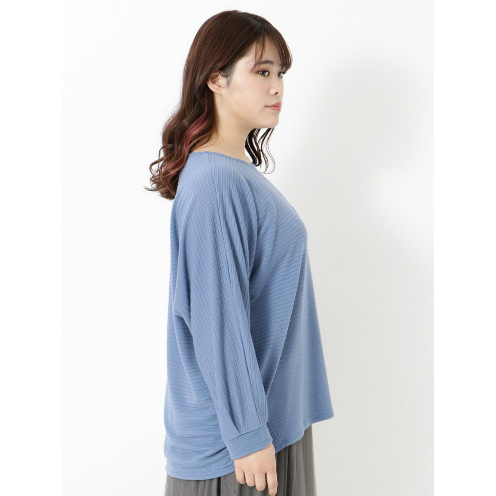 【L-4L】【大きいサイズ】ボーダードルマンカットソー3