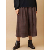 【大きいサイズ/洗える】チェック柄キュロットパンツ
