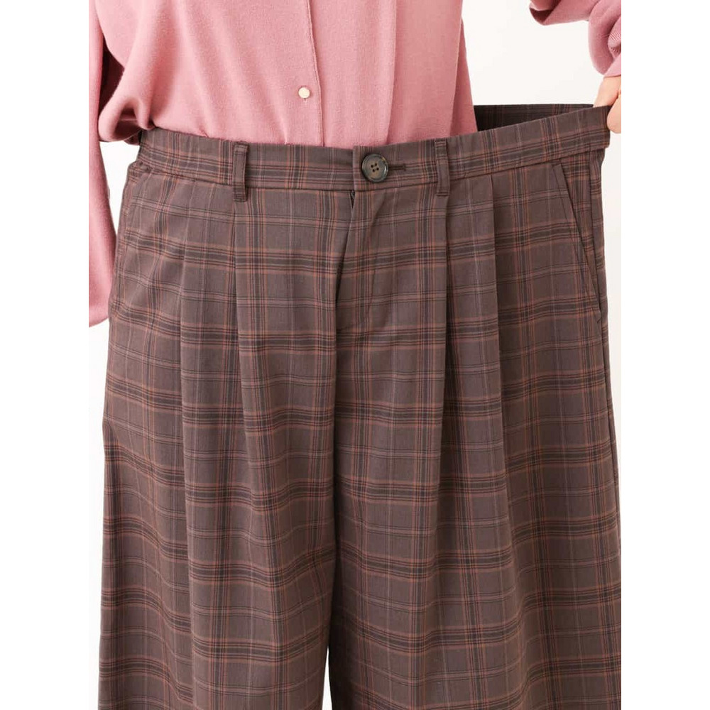 【大きいサイズ/洗える】チェック柄キュロットパンツ14