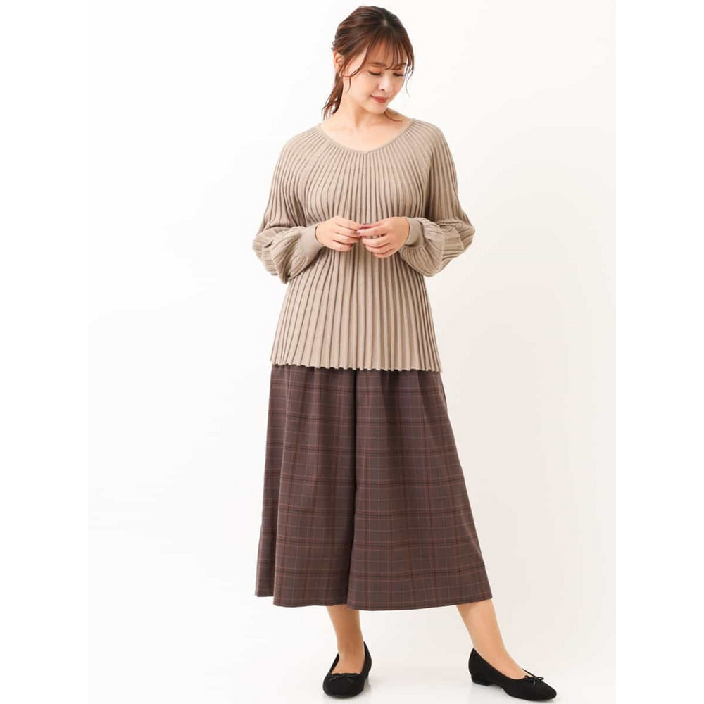 【大きいサイズ/洗える】チェック柄キュロットパンツ19