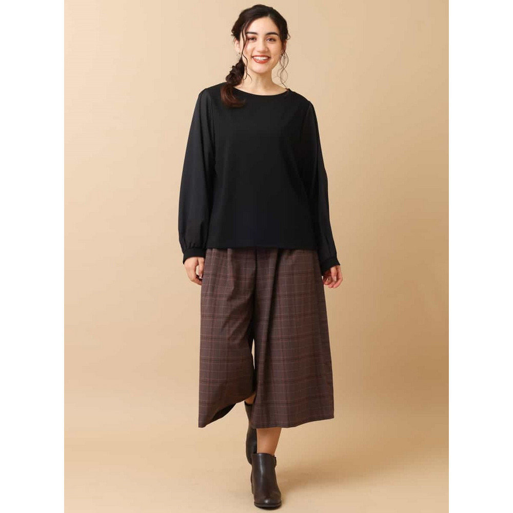 【大きいサイズ/洗える】チェック柄キュロットパンツ2