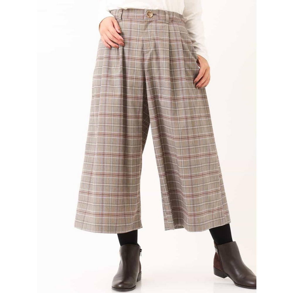 【大きいサイズ/洗える】チェック柄キュロットパンツ20