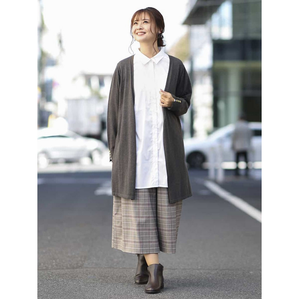 【大きいサイズ/洗える】チェック柄キュロットパンツ25