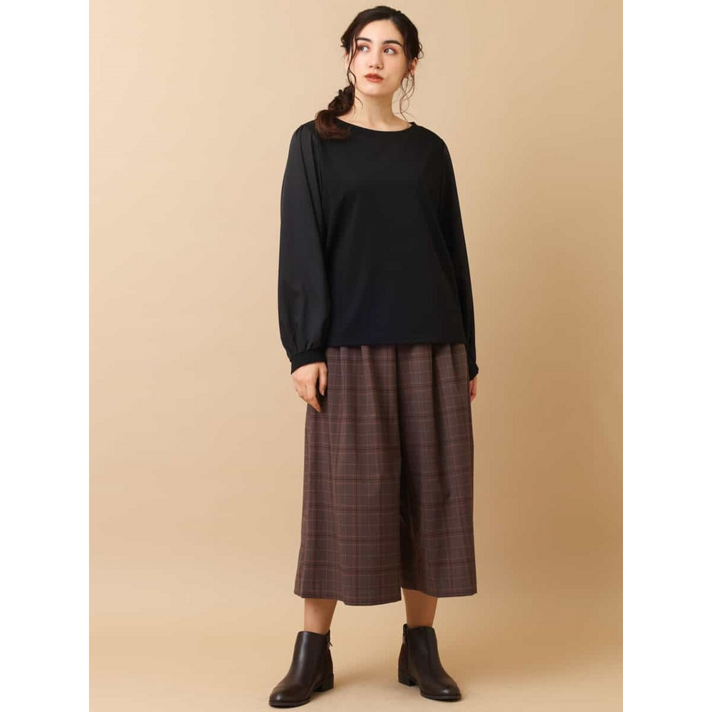 【大きいサイズ/洗える】チェック柄キュロットパンツ3
