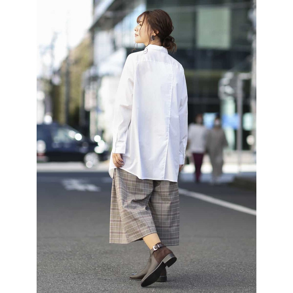 【大きいサイズ/洗える】チェック柄キュロットパンツ30