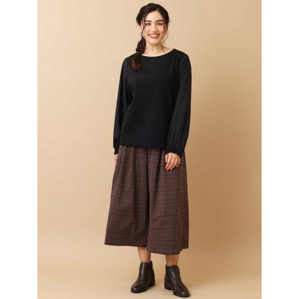 【大きいサイズ/洗える】チェック柄キュロットパンツ4