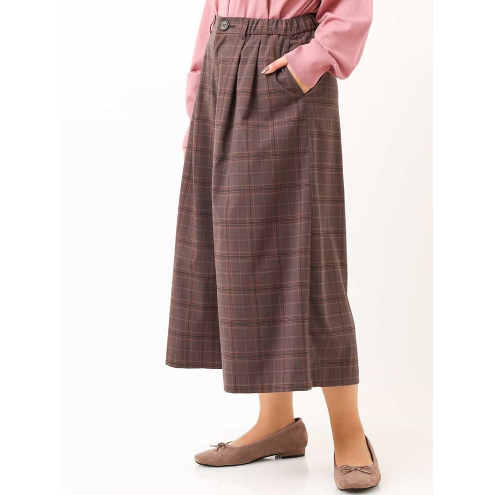 【大きいサイズ/洗える】チェック柄キュロットパンツ6