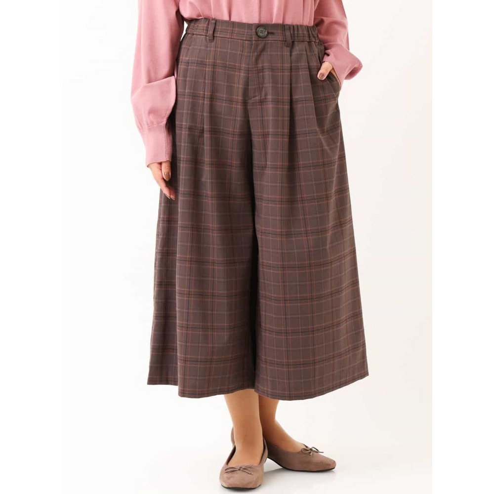 【大きいサイズ/洗える】チェック柄キュロットパンツ9