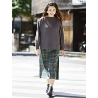 【大きいサイズ/洗える】カラーチェックスカート
