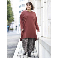 【大きいサイズ/洗える】ロゴスウェットチュニック