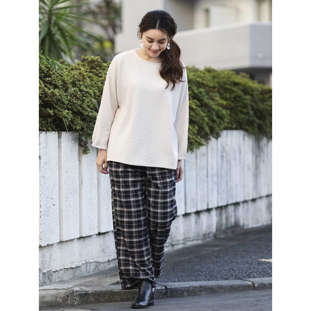 【大きいサイズ/洗える】チェック柄ワイドパンツ11